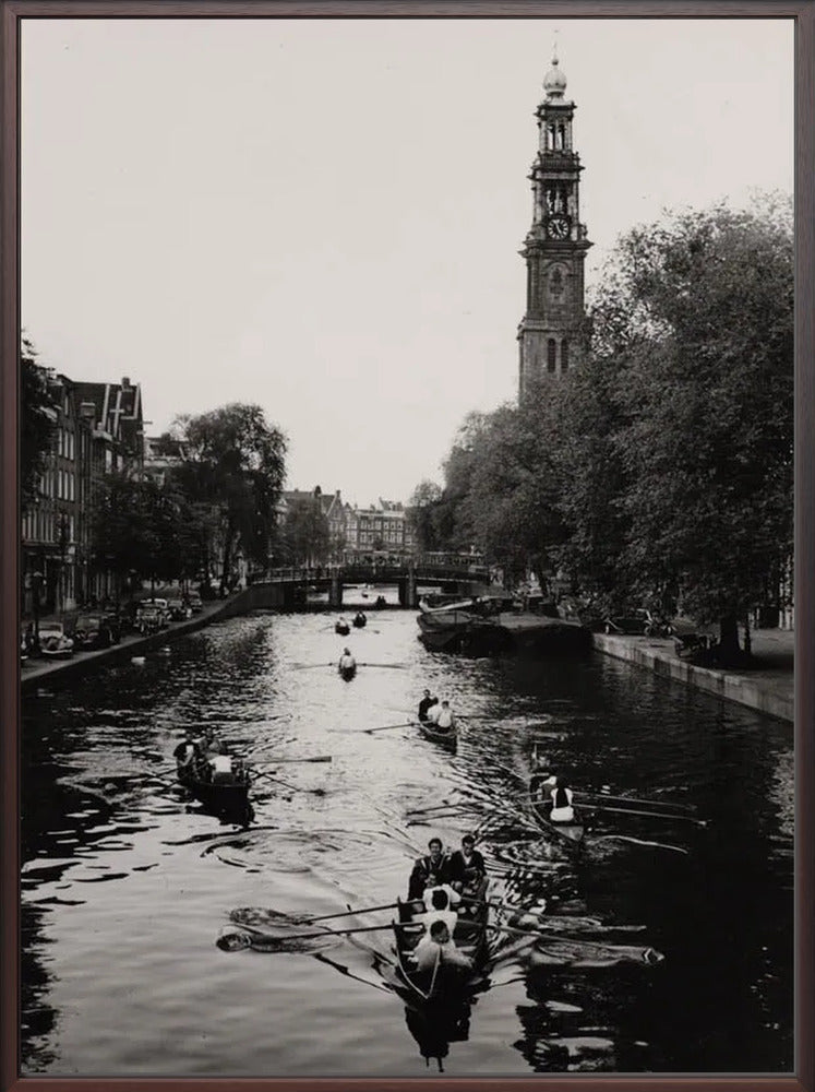 Roeiend langs de Westerkerk - 1955