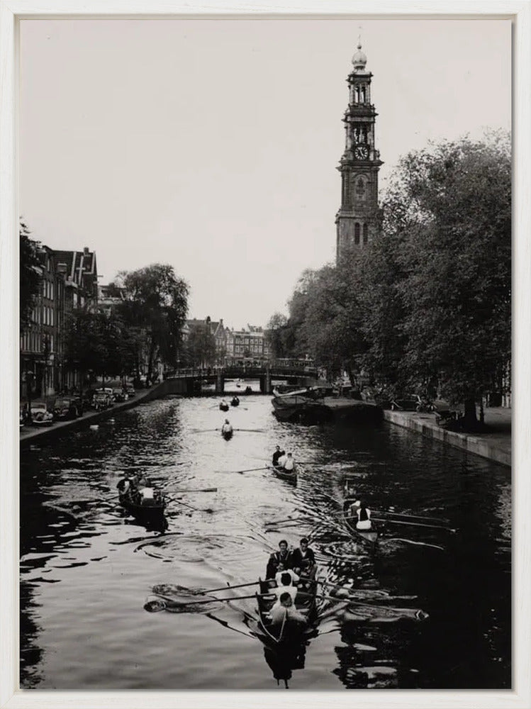 Roeiend langs de Westerkerk - 1955