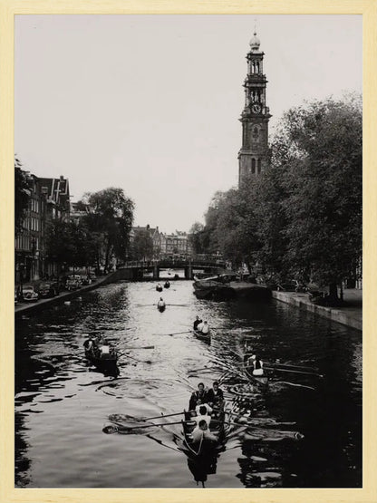 Roeiend langs de Westerkerk - 1955