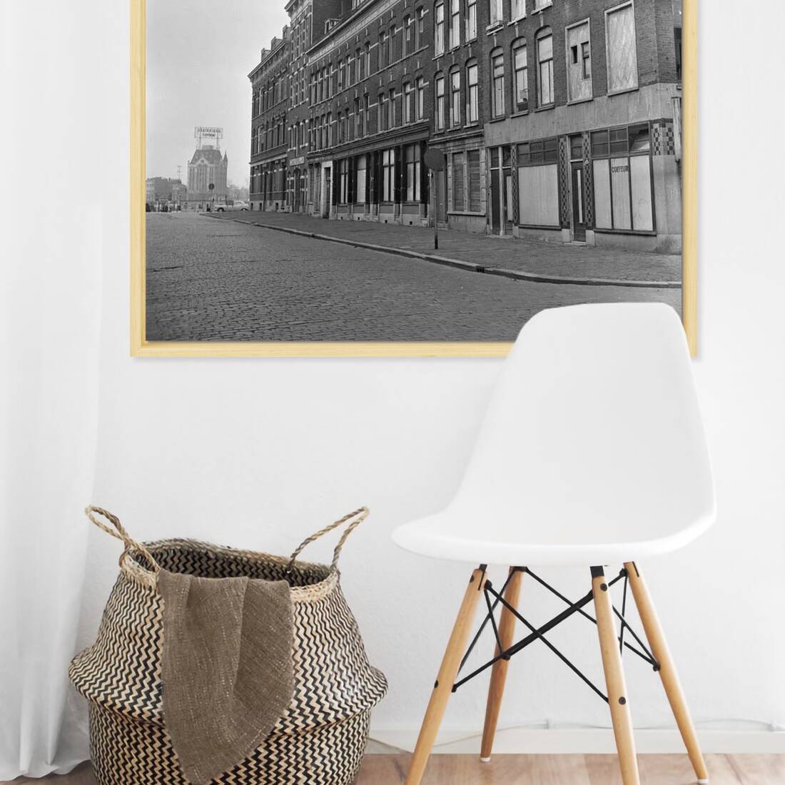 Historische foto van het Noordereiland voor de sloop rond 1966 – canvas naturel baklijst in keuken