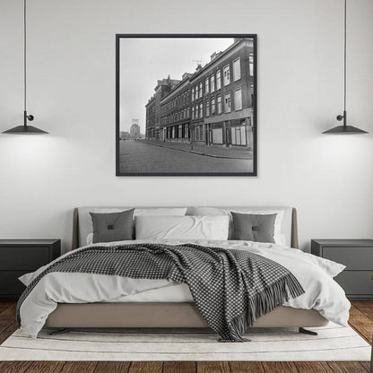 Historische foto van het Noordereiland voor de sloop rond 1966 – canvas zwarte baklijst in slaapkamer