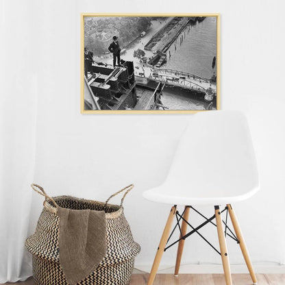 Historische foto van mannen op De Hef rond 1926 – canvas naturel baklijst keuken