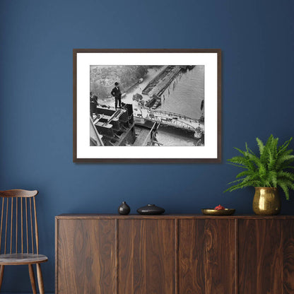 Historische foto van mannen op De Hef rond 1926 – wissellijst woonkamer