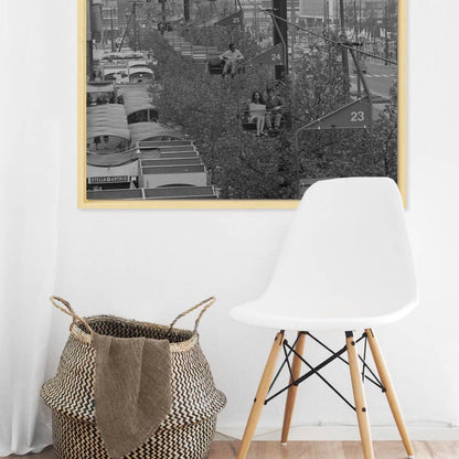 Oude foto van een gondel boven de Coolsingel rond 1970 – canvas naturel baklijst keuken