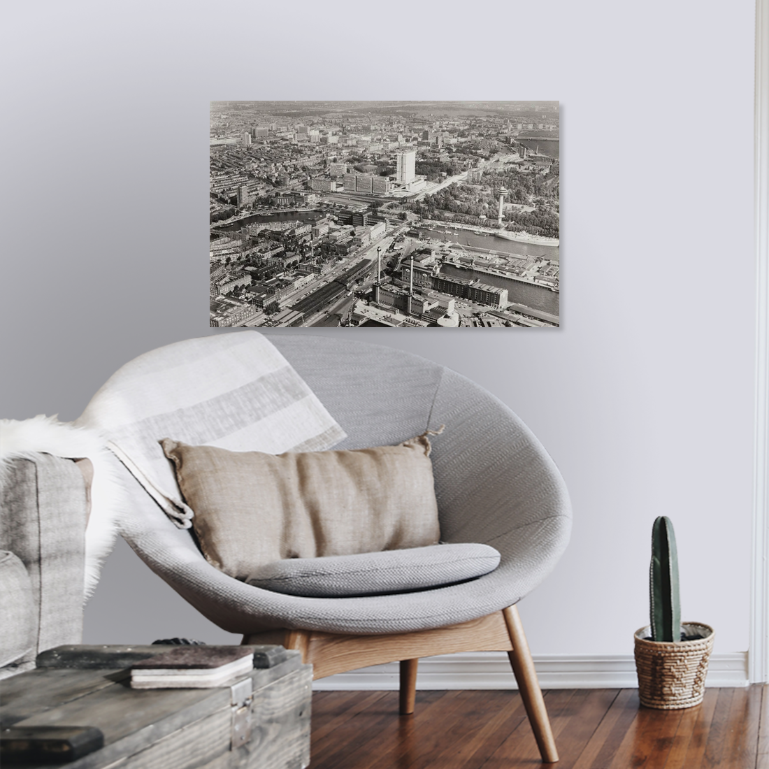 Historische foto van het Erasmus Medisch Centrum rond 1969 – canvas zonder lijst leeshoek