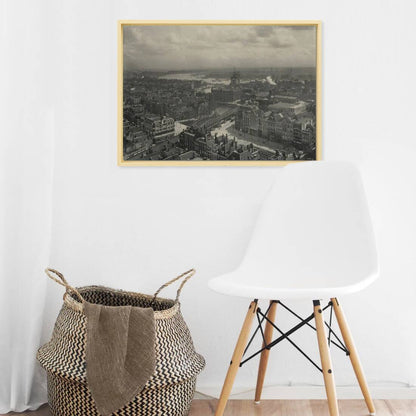Oude foto van de Blaak en het Witte Huis rond 1909 – canvas naturel baklijst in keuken