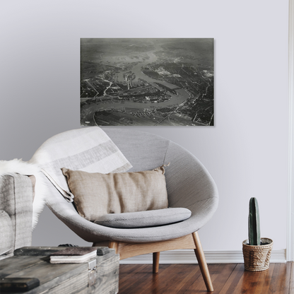 Historische foto van Rotterdam aan de Maas rond 1936 – canvas zonder lijst in leeshoek