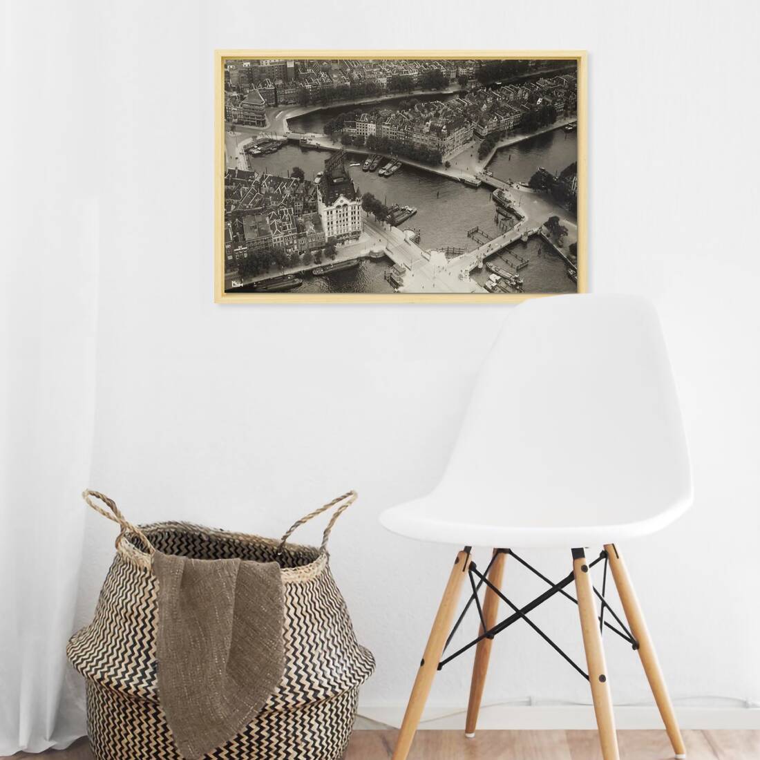 Historische foto van de Oude Haven en Spaansekade rond 1934 – canvas naturel baklijst in keuken