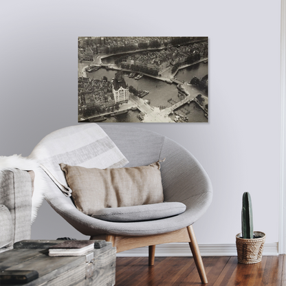 Historische foto van de Oude Haven en Spaansekade rond 1934 – canvas zonder lijst in leeshoek