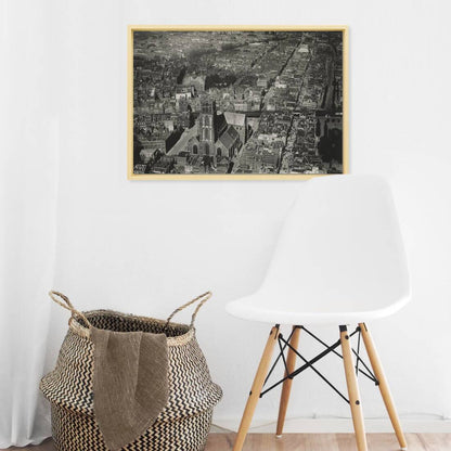 Historische foto van de Laurenskerk en de Botersloot rond 1922 – canvas naturel baklijst in keuken