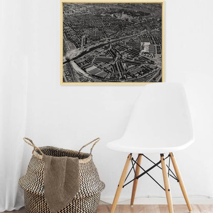 Historische luchtfoto van Spangen rond 1964 – canvas naturel baklijst in keuken