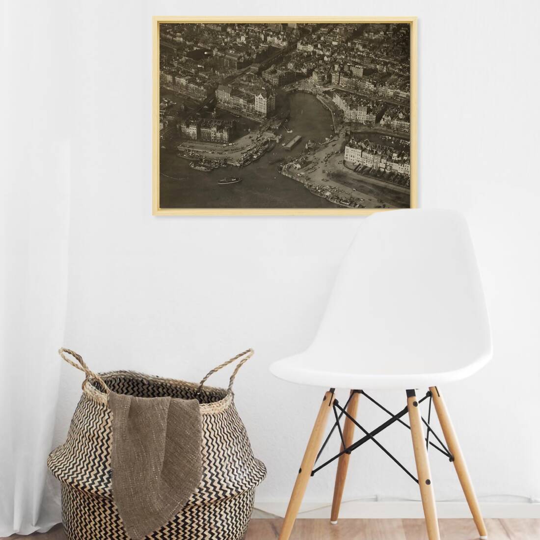 Historische foto van de Oude Haven rond 1925 – canvas naturel baklijst in keuken