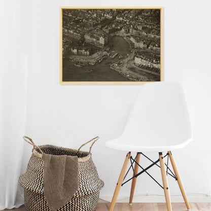 Historische foto van de Oude Haven rond 1925 – canvas naturel baklijst in keuken
