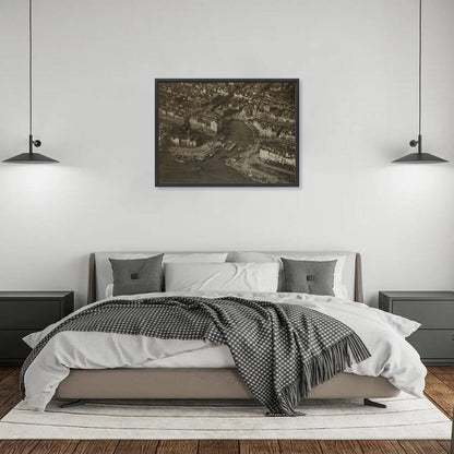 Historische foto van de Oude Haven rond 1925 – canvas zwarte baklijst in slaapkamer