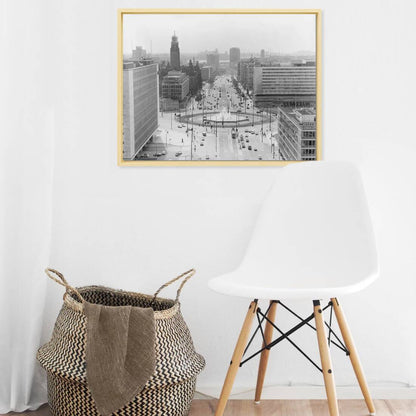 Historische foto van het Hofplein en de Coolsingel rond 1968 – canvas naturel baklijst in keuken