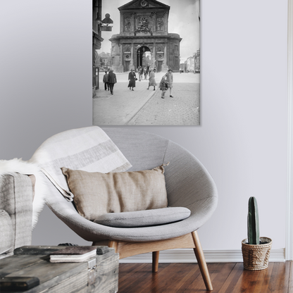 Oude foto van de Delftse Poort in Rotterdam rond 1925 – canvas zonder lijst in leeshoek