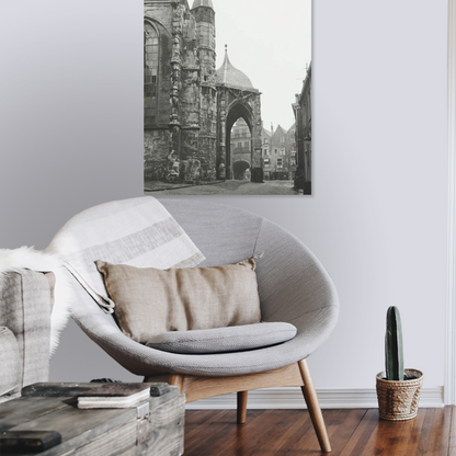 Zwart-witfoto uit 1938 van de Sint-Stevenskerk in Nijmegen. – canvas zonder lijst in leeshoek