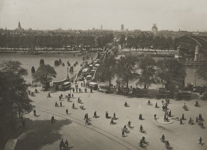 Historische foto van de spits op de Koninginnebrug in Rotterdam rond 1920