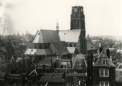Historische foto van de Laurenskerk in Rotterdam rond 1925