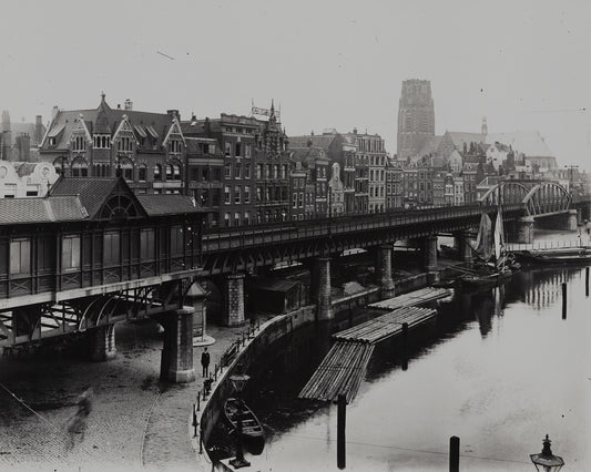 Historische foto van Beursstation aan de Kolk in Rotterdam rond 1920