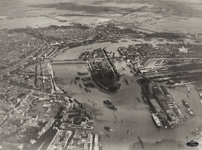 Historische foto van het Noordereiland in de Maas in Rotterdam rond 1926