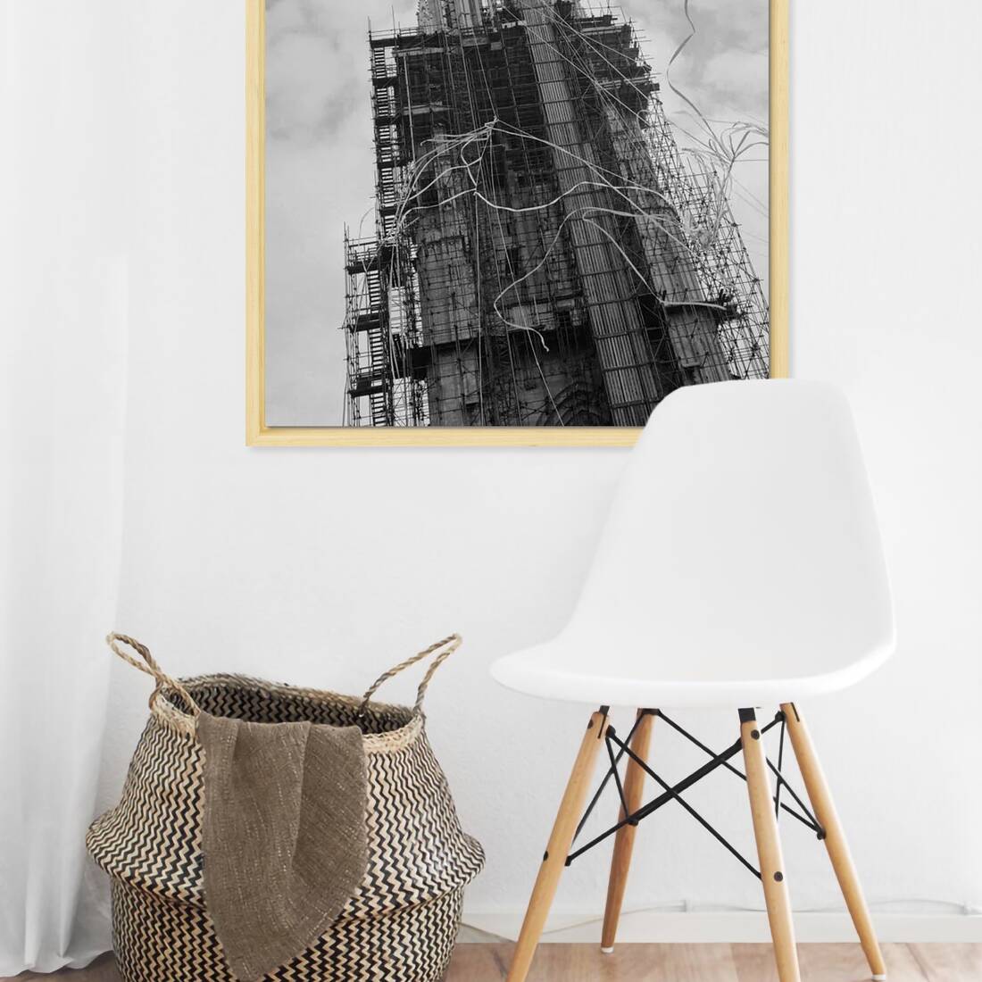 Zwart-witfoto uit 1964 van de ingebruikneming van de Eusebiustoren in Arnhem. – canvas naturel baklijst in keuken