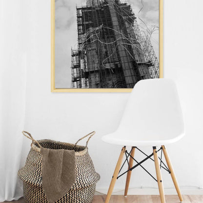 Zwart-witfoto uit 1964 van de ingebruikneming van de Eusebiustoren in Arnhem. – canvas naturel baklijst in keuken