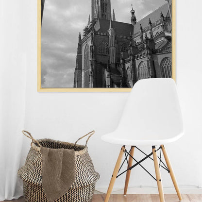 Zwart-witfoto uit 1964 van de heropening van de Eusebiustoren in Arnhem. – canvas naturel baklijst in keuken