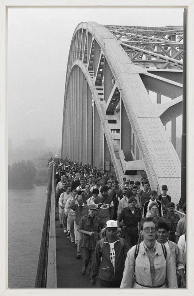 Start Vierdaagse op de Waalbrug - 1986
