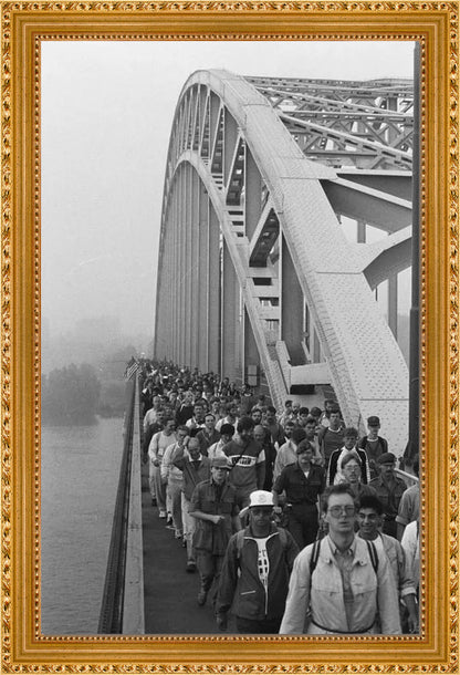 Start Vierdaagse op de Waalbrug - 1986