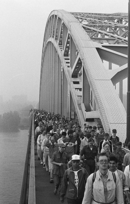 Start Vierdaagse op de Waalbrug - 1986