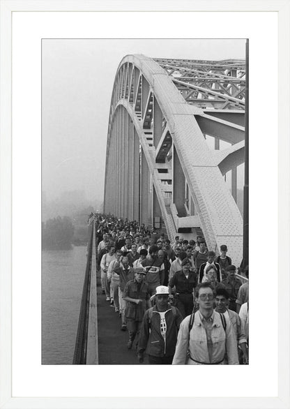 Start Vierdaagse op de Waalbrug - 1986