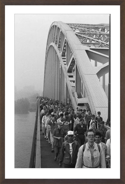 Start Vierdaagse op de Waalbrug - 1986