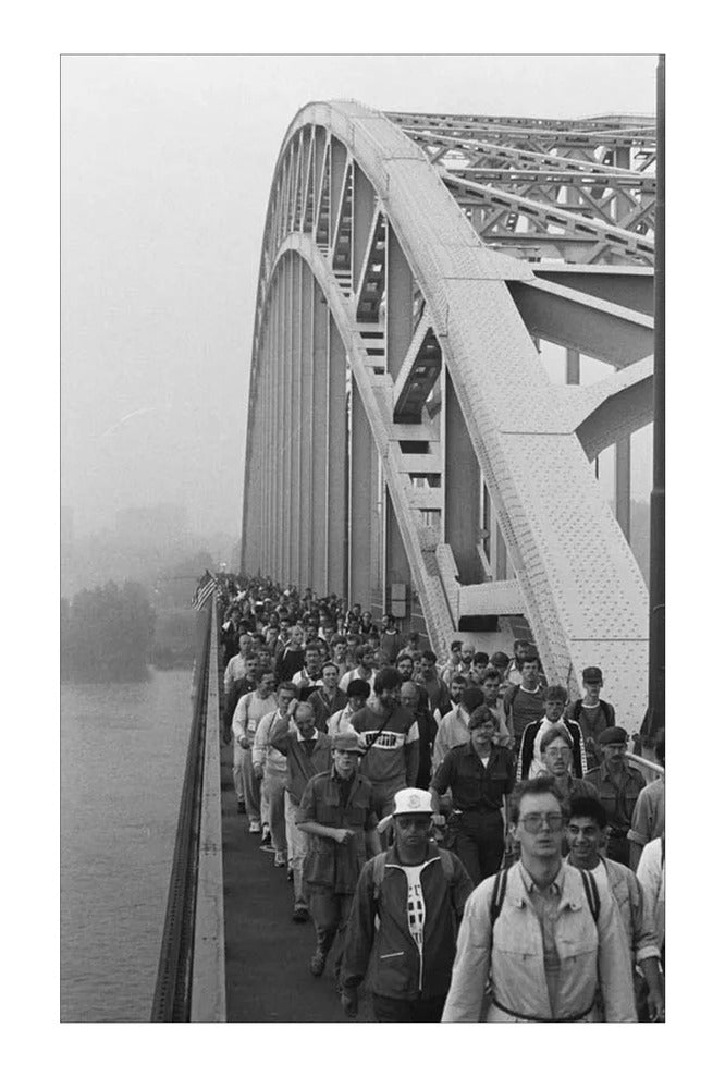Start Vierdaagse op de Waalbrug - 1986