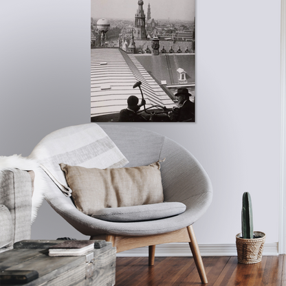 Zwart-witfoto uit 1936 van de achterzijde van het Koninklijk Paleis in Amsterdam. – canvas zonder lijst in leeshoek