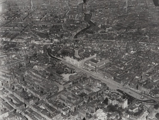 Historische luchtfoto van de binnenstad van Rotterdam rond 1922