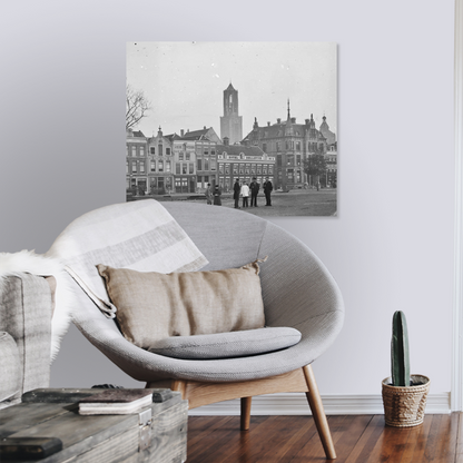 Zwart-witfoto uit 1894 van de oostelijke pleinwand van het Vredenburg in Utrecht. – canvas zonder lijst in leeshoek