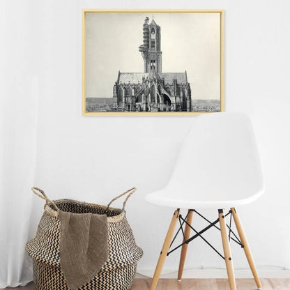 Zwart-witfoto uit 1903 van het koor van de Domkerk aan het Domplein in Utrecht. – canvas naturel baklijst in keuken