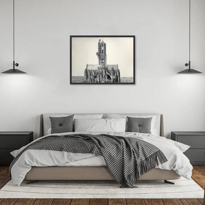 Zwart-witfoto uit 1903 van het koor van de Domkerk aan het Domplein in Utrecht. – canvas zwarte baklijst in slaapkamer